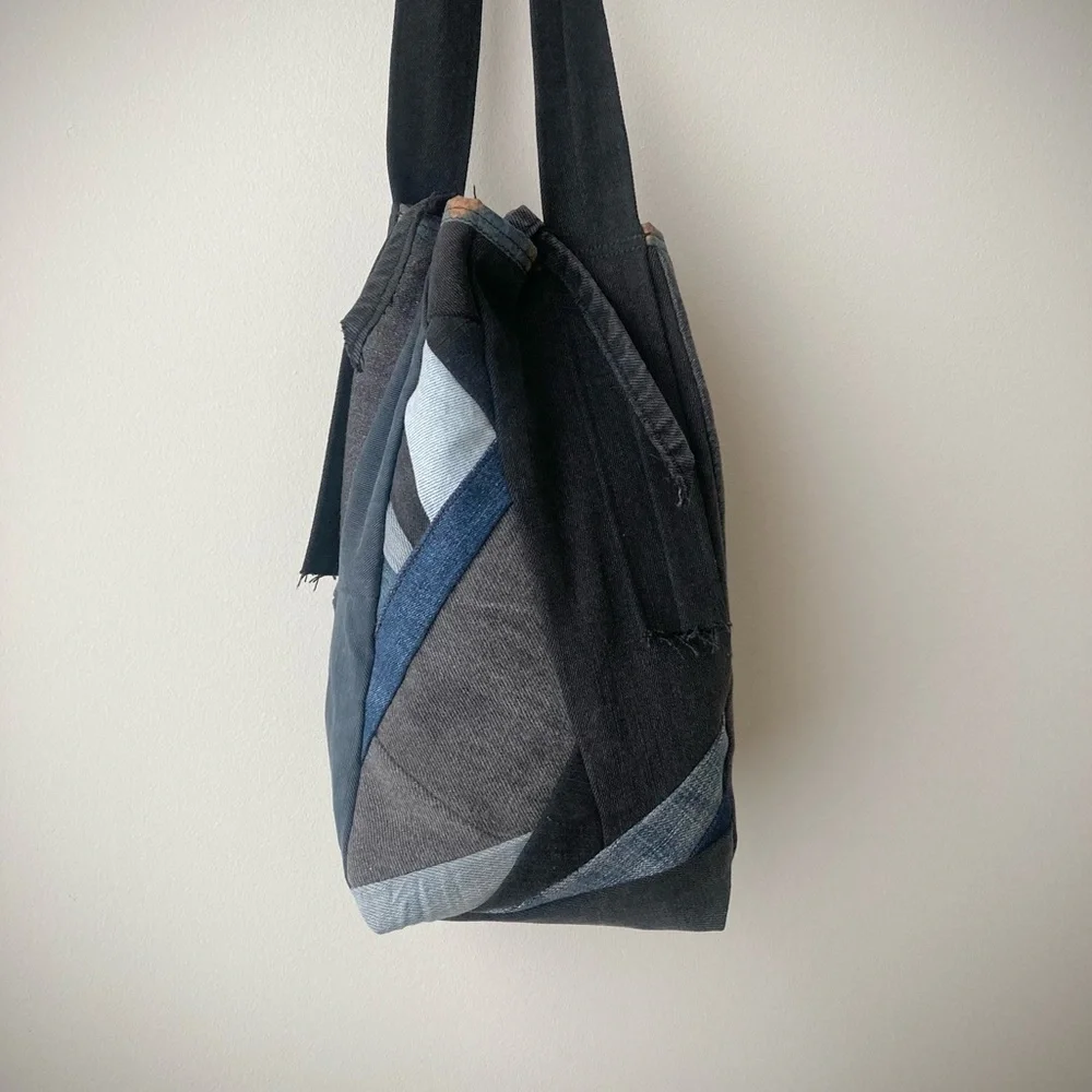 joodito origami japanese boro crossbody patchwork denim jean slouchy handbag bag - Picture 8 of 15